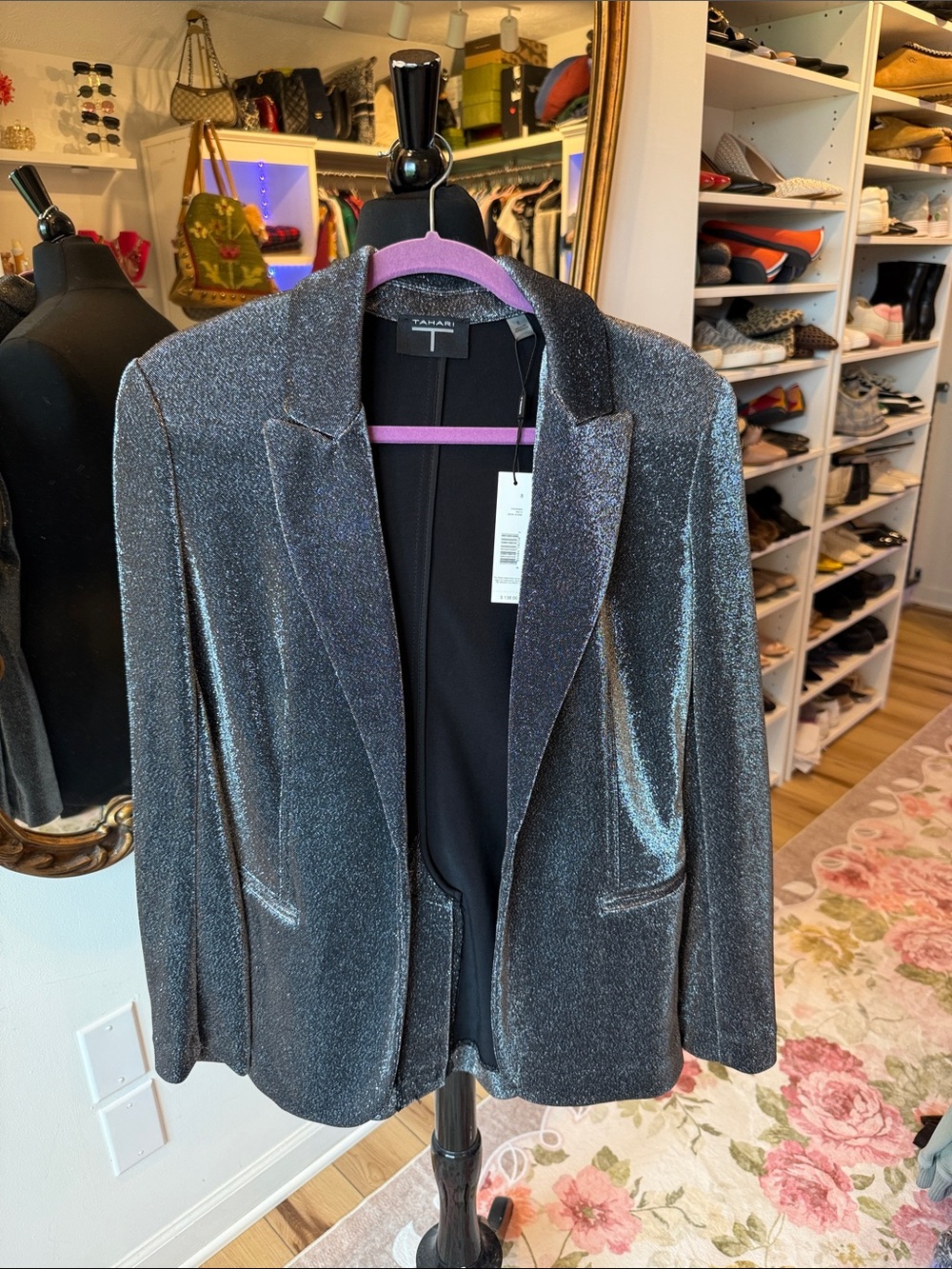 Tahari ASL Silver-Black Metallic Blazer